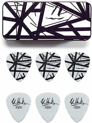 Eddie Van Halen White-with-black Max Grip Guitar Pick Tin 0.60mm Dunlop EVHPT03 • $10.45