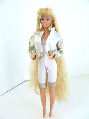 Vintage Hollywood Hair Barbie Doll Very Long Blonde Hair Earrings Clothes X5 • $23.75