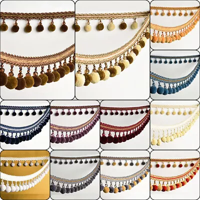 £5.03 • Buy 1M POM POM Bobble Trim Fringe Crystal Curtain Sewing Tassel Trimming Ribbon