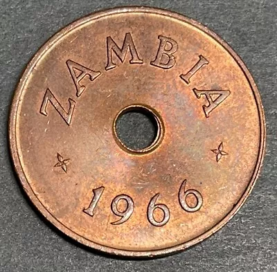 1966 Zambia One Cent Coin BU Condition High Value • $19.99