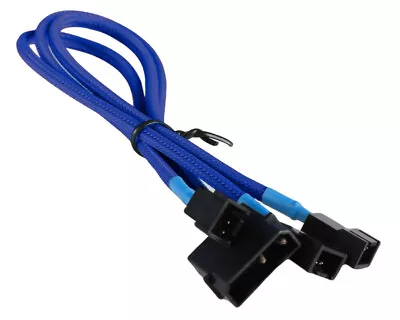 4-pin LP4 Power To 3x 3-Pin PC Fan Power Adapter / Splitter - Braided - Blue • $7.99