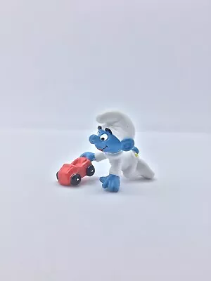 Vintage Smurfs Baby Smurf With Red Car 20215 PVC Miniature Figure 1985 • $14.99