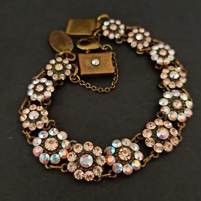 Michal Negrin Bracelet Aurora Borealis Peach Flowers With Swarovski Crystals Box • $78.40