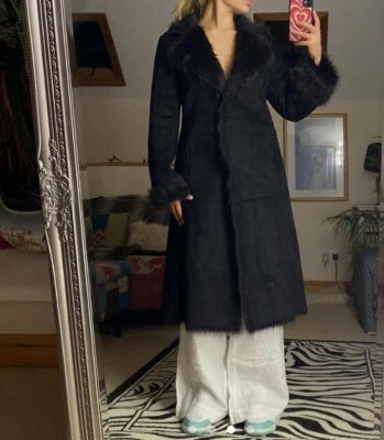 £120 • Buy Oasis Old Label Black Faux Fur Afghan Coat!