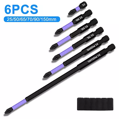 6pcs D1 Anti-Slip Shock-Proof Bits Phillips Screwdriver Bit 25/50/65/70/90/150mm • $10.48