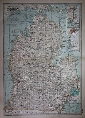 1897 Century Atlas Map ~ SOUTHERN MICHIGAN ~ (12x18) ~ Free S&H #255 • $18