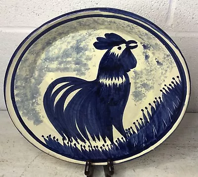 Mexico Red Clay Pottery Decorative Wall Plate 11” Signed T Vazquez Blue Rooster • $22.45