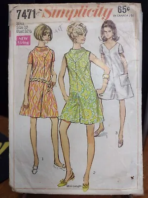 Vintage Simplicity Pattern 7471 Misses' Pantdress In Two Lengths (1967) • $7.49