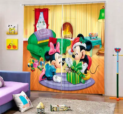 £38.47 • Buy Happy Mickey Mouse 3D Blockout Photo Curtain Print Curtains Fabric Kids Window