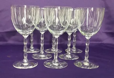 7  Vintage Fostoria Heraldry Etched Crystal Clear Water Goblet Stemware 6012 • $34.99