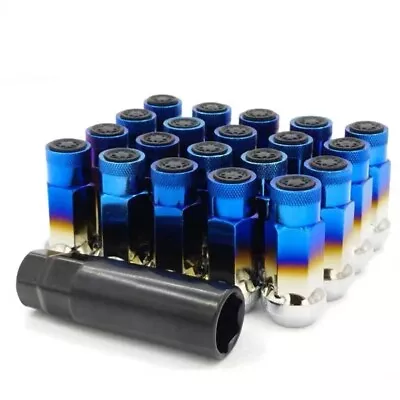 20 Muteki SR48 Super Tuner Lug Nuts With Key CHROME Baking Blue 12x1.5 Extended • $49.80