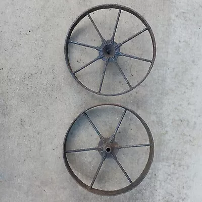 Vintage Cast Iron Cart Wheel 12 Inch Diameter Wide Rim • $29.99