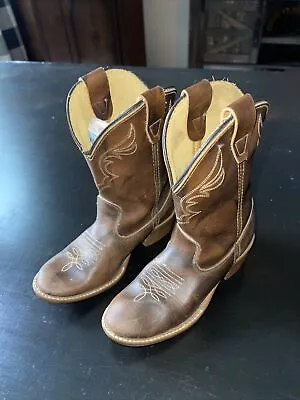 Vintage 1970s Boys Brown Cowboy Boots Man Made Material 12 USA • $32.46