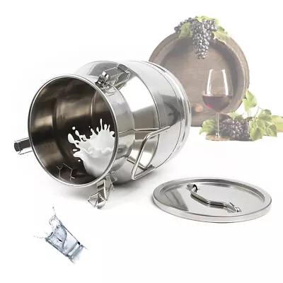 12L Stainless Steel Milk Can Wine Pail Bucket Oil Milk Tote Jug Pot W/Seal Lid • $74.10