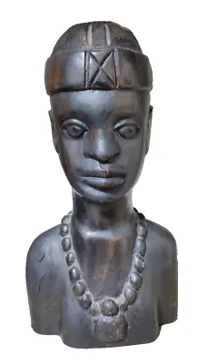 Vintage Black Wooden Handmade Statue African Ebony Wood Figurine Souvenir Carved • £145.97