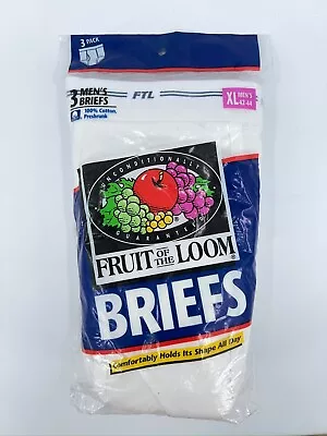 3 NIP Vtg 1996 Fruit Of The Loom Men's White Briefs Size XL 42-44 Underwear NOS • $25.49