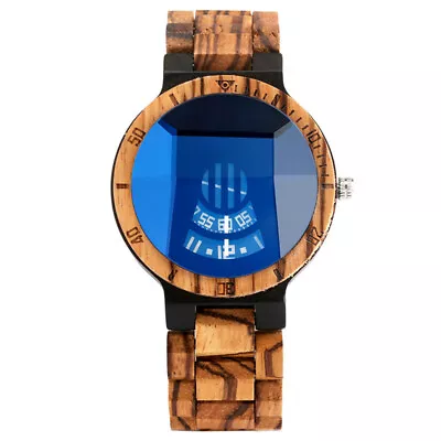 Novel Nature Wood Men Bamboo Quartz Wrist Watch Adjustable Bracelet Strap Gift • $35.19