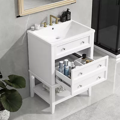 24  Bathroom Vanity With Sink Combo Bathroom Storage Cabinet Drawer&Open Shelves • $163.99