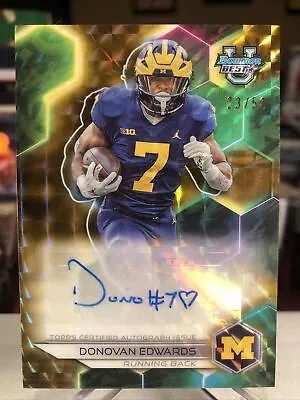 Donovan Edwards AUTO 2023 Bowman U Best Michigan RARE Gold Geometric RC SP /50 • $75.75