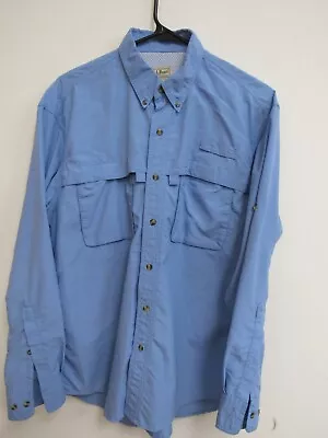 L.L. Bean Blue Long Sleeve Button-Up Vented Fishing Shirt Medium Regular • $14.02