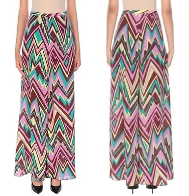  M Missoni Vivid Signature Chevron Print 100% Silk Wide Leg Pants US XS / IT 38  • $279.99