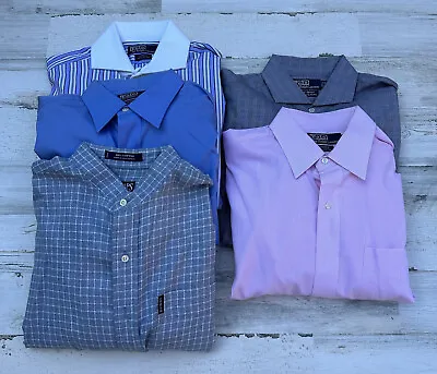 Lot Of 5 Mens Dress Shirts Cotton Button Down Polo Ralph Lauren Size 16 34/35 • $75