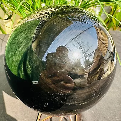 4.07LB Natural Black Obsidian Sphere Quartz Crystal Magic Ball Healing 1850g • $0.99