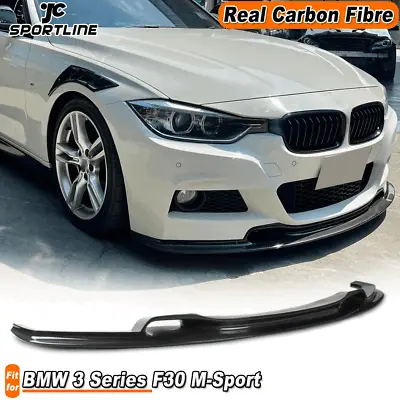 For BMW 3 Series F30 318i 320i MTech Bumper 12-18 Carbon Fiber Front Lip Spoiler • $622.81