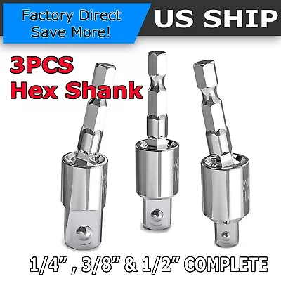 1/2  1/4  3/8  Hex Shank Drill Bit Wrench Socket Adapter Drive Ratchet Extension • $4.95