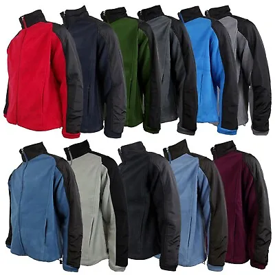 Mens Full Zip Fleece Jacket Anti Pill Polar Contrast Outdoor Warm Work Hiking • £6.99