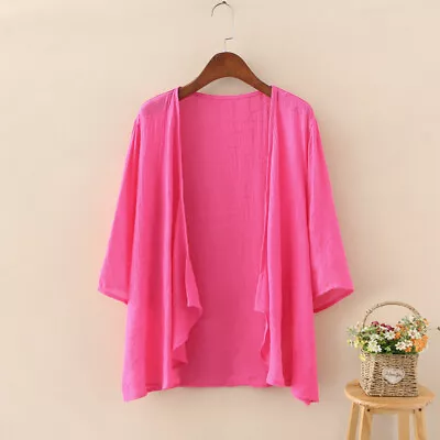 New Womens Summer Batwing Sleeve Kimono Tops Cardigan Short Sun Coat Jacket Plus • £12.99