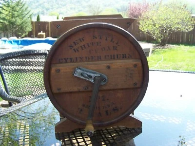 $259.95 • Buy Antique White Cedar Table Top 'Barrel Style' 3 - Gallon Wooden Butter Churn