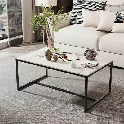 White/Black/Grey Rectangle High Gloss Marble Coffee Table Living Room Furniture • $109.90