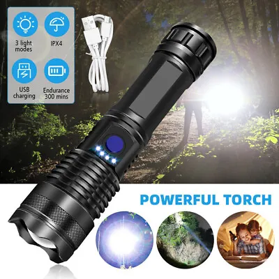 1200000LM LED Flashlight Tactical Light Super Bright Torch USB Rechargeable Lamp • $9.99