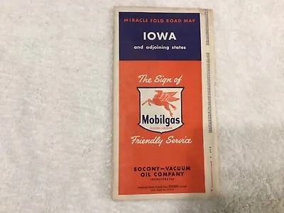 Vintage Mobilgas Iowa State Highway Gas Station Road Map 1950 • $7.95