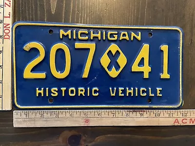 207 X 41 Vintage MICHIGAN HISTORIC VEHICLE License Plate Chevrolet Ford Yellow • $18