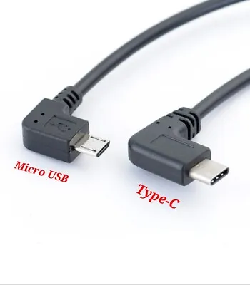 90-Degree  Micro USB Male To Type-C OTG Male Cable  Adapter Converter Data Sync  • £3.89