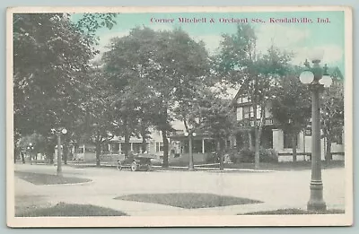 Kendallville Indiana~Homes Corner Of Mitchell & Orchard Streets~Vintage Car~1922 • $8