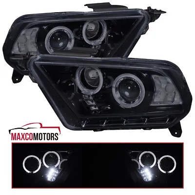 Smoke Projector Headlights Fits 2010-2014 Ford Mustang LED Halo Lamps Left+Right • $204.74