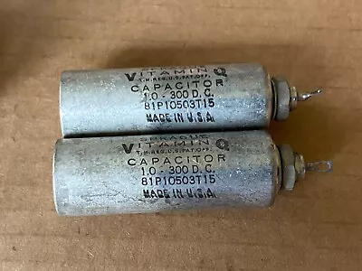 2 NOS Vintage 1.0 Uf 300v Sprague Vitamin Q Crossover Capacitors Oil 81P 1 (Qty) • $32