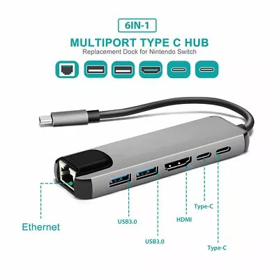 $29.45 • Buy RJ45 Gigabit Ethernet USB-C Expander 4K HDMI USB 3.1 Type-C Hub For Laptop PC