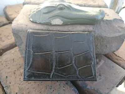 Wild Alligator Tri-fold Short Wallet Gator Swamp Skin Leather Hide Blk FB26 • $225