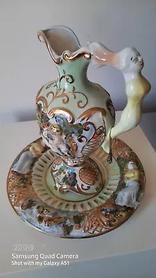 Capodimonte Replica Porcelain Gold Gilt 40 Cm Urn/Vase & 40 Cm Plate - Replica • $190