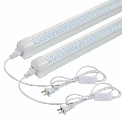 2 Units T8 Integrated LED Tube Light Fixtures 20W 6000K V-Shape LED Light Bulbs • $26.09