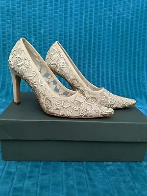 £22 • Buy Jaime Mascaro Azzura Beige Cream Lace Heels Shoes Boxed Off White EU 36 UK 3.5 