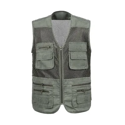 Men Multi-pocket Fishing Hunting Mesh Vest Outdoor • $13.05