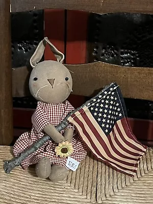 Sweet Grubby Primitive Country Farm Bunny Rag Doll Patriotic USA Flag 10  • $27.62