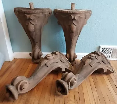 Antique Set 4 Square Grand Piano Legs Victorian Carved Wood Table 24  TW Schmidt • $850