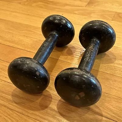 Vintage Dumbells 8 Lb Iron Old Antique Workout Gym Cast Iron BFCO 16 Lb Total • $75