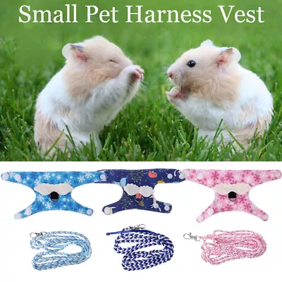£7.02 • Buy Adjustable Small Pet Rat Mouse Hamster Harness  Rope Lead Leash Vest UK Sale